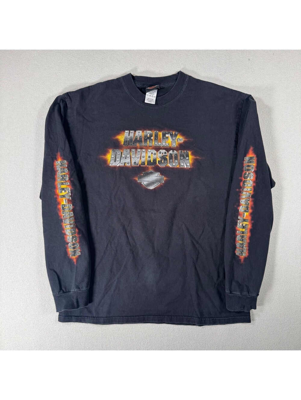 Vintage 2007 Harley-Davidson Flame Long Sleeve T-Shirt Black XL